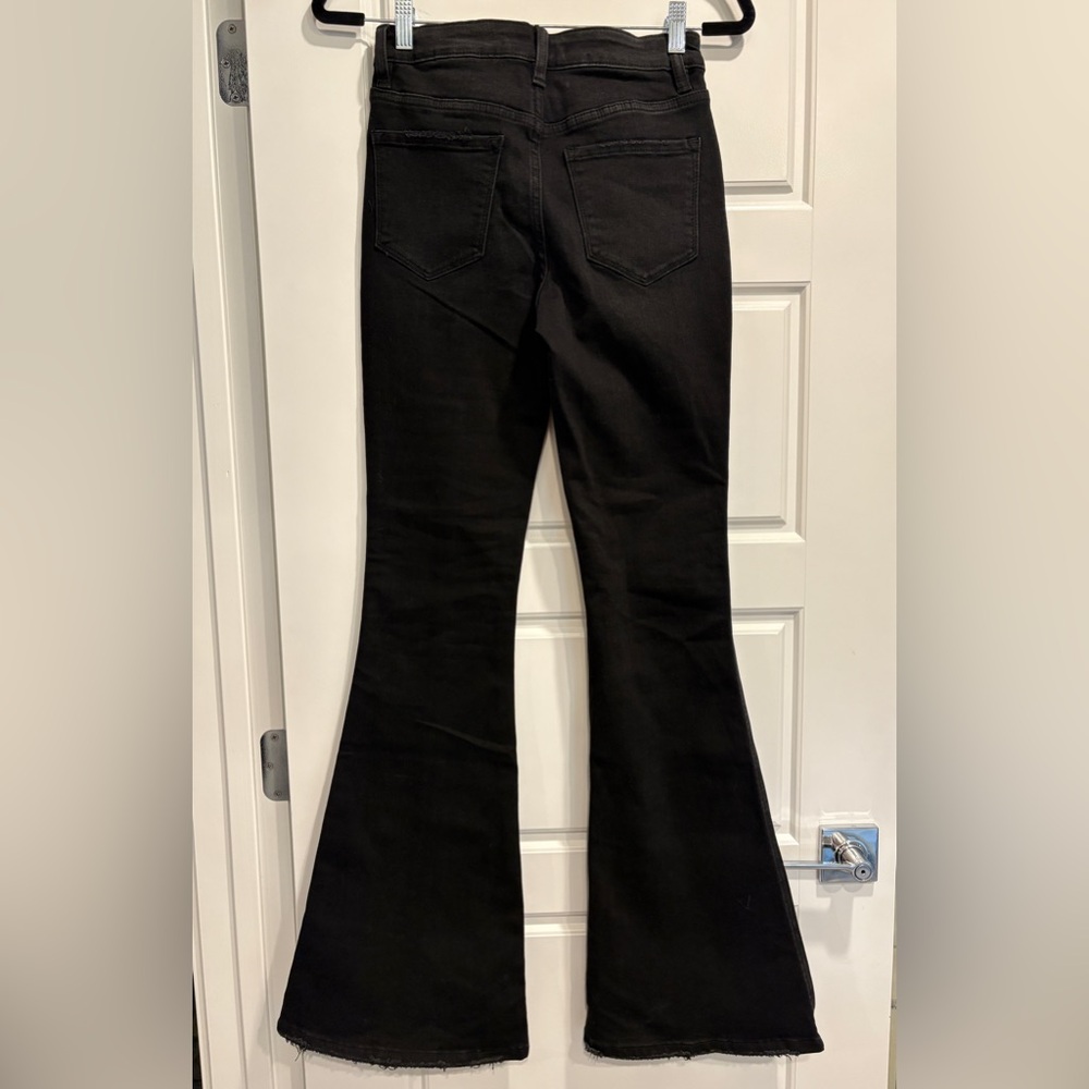 Flying Monkey Black High Rise Split‎ Flare Stretch Long Jean Womens 24 Tall NWT - Picture 2 of 12